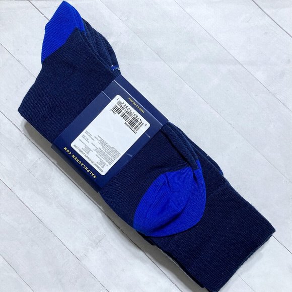 Polo Ralph Lauren Casual Dress Socks 3-Pair Navy Blue Grey Solid Diamond Pack - Picture 5 of 10